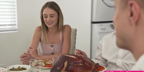 Thanksgiving with the family went bezerk and they fucked in a foursome (Charles Dera, Kyler Quinn, Jamie Michelle)