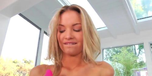 Franziska Facella strips and toys her bald pussy