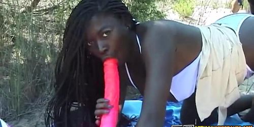 EXPLOITED AFRICAN IMMIGRANTS - Curvy Amateur BBW Gets White Beach Orgy With Huge Toy (Cowgirl )