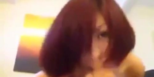 Short hair Chinese redhead