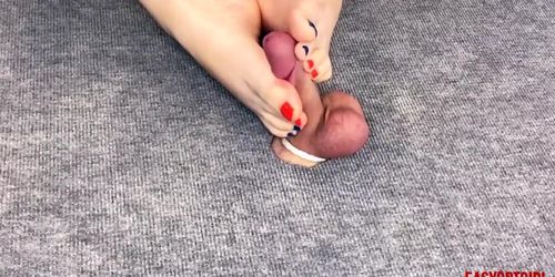 Cockbox ballbusting footjob