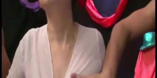 Dancer grandma dances with sheer nipples