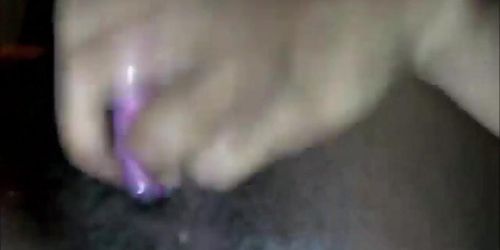 Ebony lady squirts on her toys as she masturbates at home (amateur )