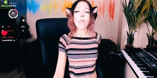 Cat girl ahegao and orgasm, and striptease.