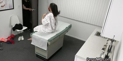 Busty Asian spreads wide for doctors dick