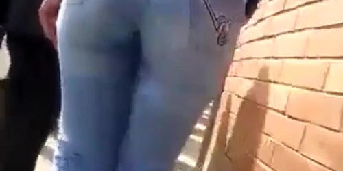 Tight Round Ass in Jeans Groped and Touched in Public and She Didn't Mind