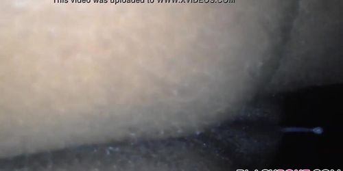 Cum dripping slowly out of black pussy