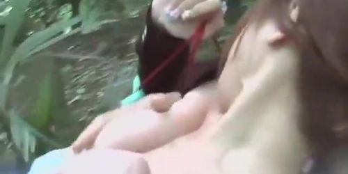 Erotic brunette gets her pants pull down by some fellow