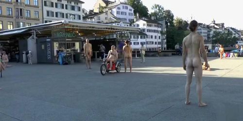 Nude performance art in European public square