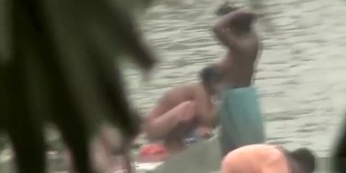 Indian wives wash their breasts