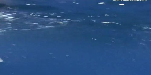 3 Hot Girls swim and have fun in the sea