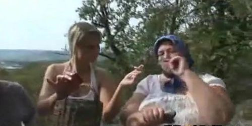 OLD MAN GANGBANG - Outdoor drinking and threesome