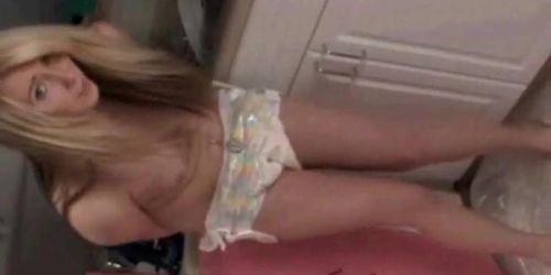 DIAPER SLUTS - Piss: Blonde cutie flogged and drinks her own piss