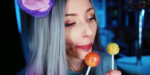 Neko 4K ASMR Lollipop + Gum Chewing + Kissing ? Nya Kawaii ^_^