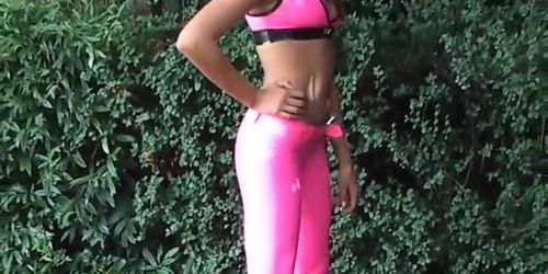 Stephanie: Pink Latex Trousers