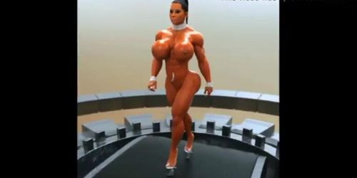 3D Huge Boobs Body Builder Poses Then Get Railed By Bbc