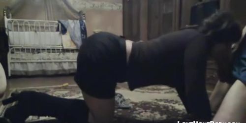 Cute Bitch in Short Skirt and Heels Gives Head