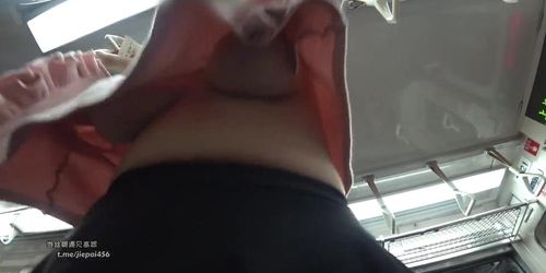 Topless Japanese girl in Public