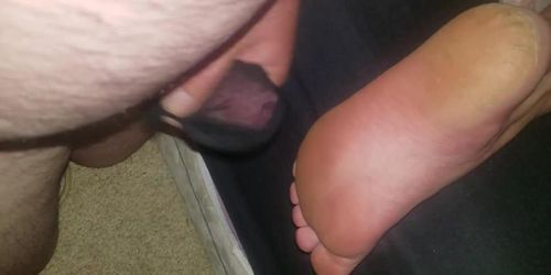 Wanking Wifes Nylon Foot