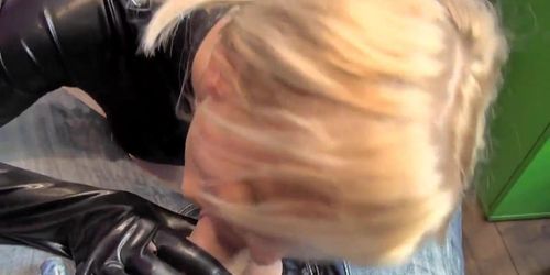 german girl gets pov sex in latex suit