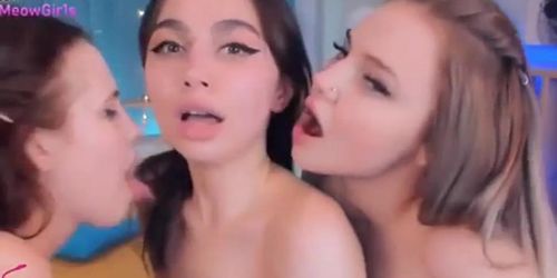 Lesbians tongue kissing and sucking