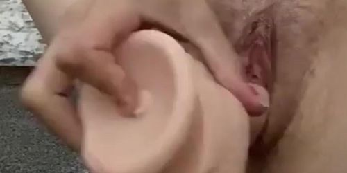 Hotgirl fucks heralded with long dildo