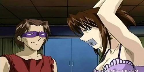 Hentai tied up sex prisoner gets body teased in group
