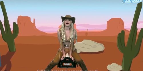 Blonde Teen cowgirl rides sybian