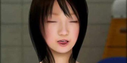 Mosaic: Anime brunette masturbating and sucking cock