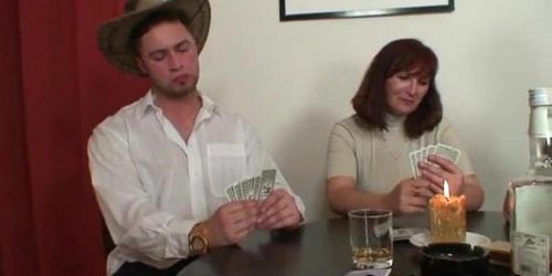 GRANDMA FRIENDS - Poker playing granny is fucked by two guys