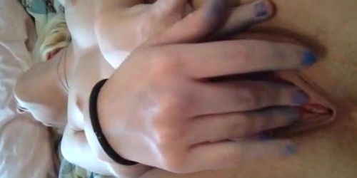 blonde masturbates solo fingering