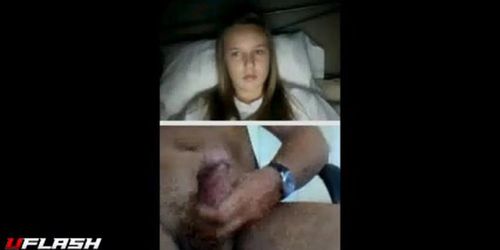 She's watching him cum