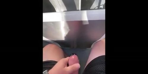 Jerking & cum on public transit