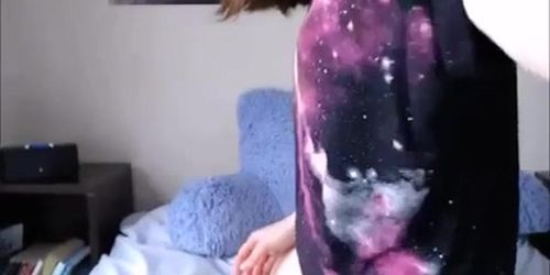 Nerd cute teen with hairy pussy