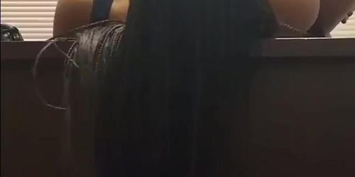 Sexy ebony girl gets fucked and creampied on boss’ desk