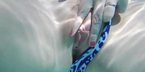 Hot girl masturbating Under water