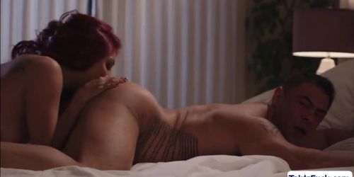 Busty latina JEssy Dubai masturbates hwile sucking a rock hard cock (Draven Navarro)
