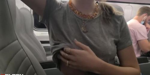 Sexy nipple flash on the train