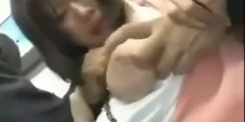 Big boobs asian fucked on the train