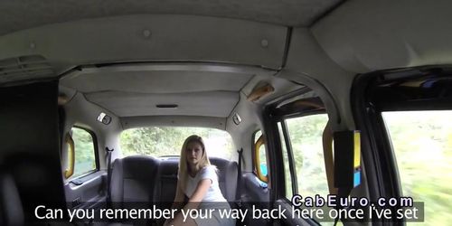 Slim blonde gets fucked in fake taxi