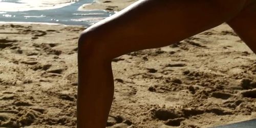 Naked Indian yoga on beach (Carla White)