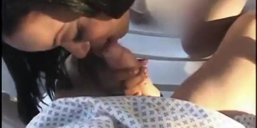 Black nurse sucks and screw white patient