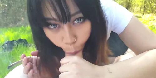 Asian Schoolgirl Smoking, Sucking and Fucking