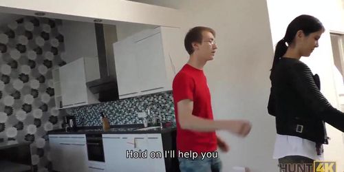 Hunt4K. Petite Guy With Glasses Watched His Girl Cheating On Him