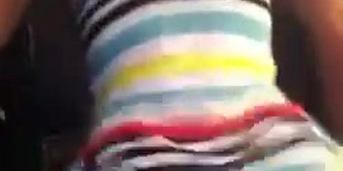 Dumb slut twerks in a split dress