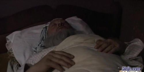 White hair grandpa fucks teen gf shows in dream