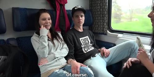 FOURSOME SEX IN PUBLIC TRAIN