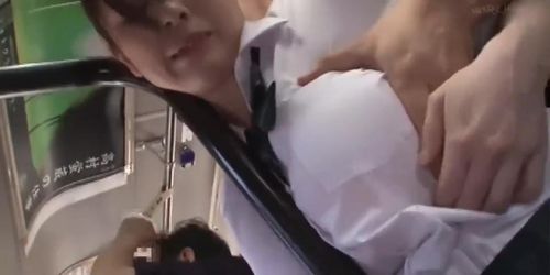 Japanese teen school uniform huge perfect boobs boob play finger squirt bj doggystyle cum on tits sucks him dry (Aimi Yoshikawa)