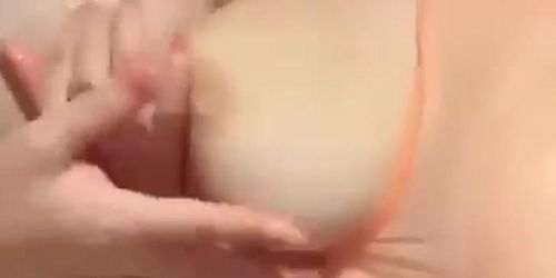 2 sexy brunettes with big juicy boobs in a bath