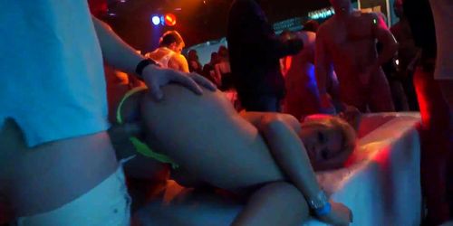 Lusty club chicks fucking in public